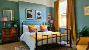 Beautiful Bedroom With A Brass Bed And Antique Furniture, In A Period Property In Fulham, London, Interior Design By Maureen Gomez Interior Designer, West London